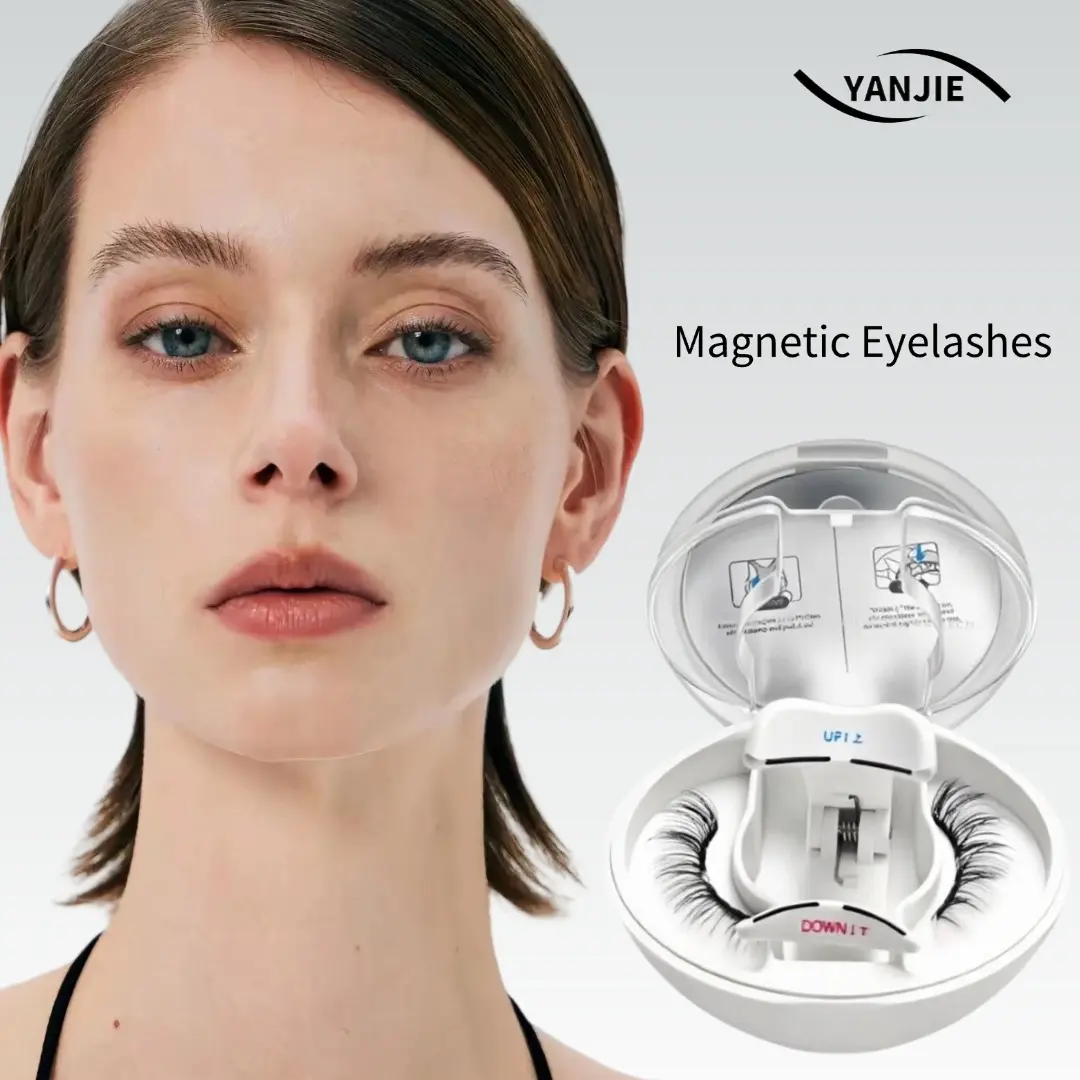 yanjie Magnetic C-Curl Lash Cluster Kit, Waterproof & Glue-Free Spiky False Lashes with Applicator and Eyebrow Set, Waterproof Lash Clusters