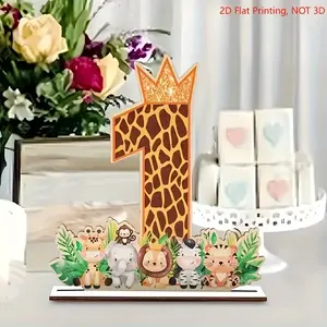 1st Birthday Jungle Adventure Theme Decorative Wooden Giraffe, Perfect for Teen Parties and Celebrations, Holiday Table Centerpiece