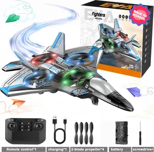 [#Summervibes]Beginner-Friendly Foam Remote Control Airplane, Drone for Kids, RC Aircraft for Boys and Girls, Fighter Jet Helicopter with LED Lights, Altitude Hold, 360° Flip Stunt Rotation, Speed Adjust Flying Toy。Configure one battery