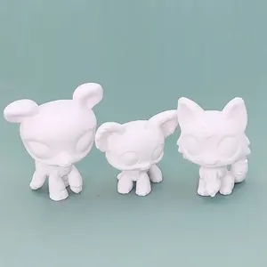 3 Pcs DIY Custom Blank Bobble-Head Animal Action Figure Kit with White Base Model, Painting Crafts Props, Birthday Cake Topper, Trendy Accessories, Xmas Gift for Kids