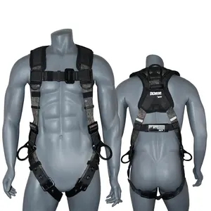 Camouflage Universal Fall Protection Ergonomic Comfort Safety Harness, Soft Pressure-Relieving Perforated Breathable Padded Foam Shoulder, 3 D-Rings, Tongue Buckle, Mating Buckle (OSHA/ANSI PPE)