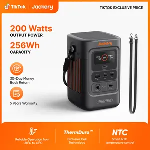 Jackery Explorer 240D Power Bank with Adjustable Strap, 255Wh LiFePO4 Battery Portable Power Station, 200W Pure DC Output, 3×USB-C & 1×USB-A Ports, 2-in-1 USB-C Strap Cable, Fast Charging for Outdoor, Travel & Emergencies