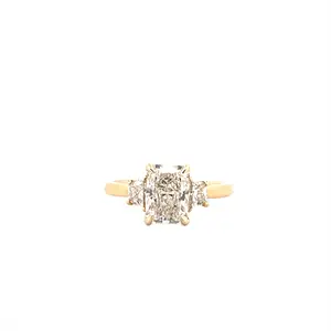 14K Gold Three Stone 2.00 Carat Radiant Cut Lab Grown Diamond Solitaire Engagement Ring