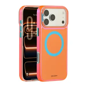 Magnetic Case for iPhone 17/16/15 Pro Max, Trendy Color Block Design Phone Case, Compatible with MagSafe, Vibrant Contrast Color Bumper Anti-Scratch Shockproof Protective Cover for Women Girls