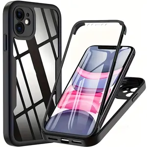 360 Full Body Front & Transparent Shockproof Protective Cover, Phone Case with Screen Protector, Protective Cover Compatible with iPhone 11 12 13 14 15 16 17 Pro Max, Protective Casing