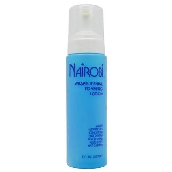 Nairobi Wrapp-It Shine Foaming Lotion Volumizing Hair Mousse - Texture Defining Styler, Texturizing Volumizing Product, Non-Sticky, Shiny & Bouncy Haircare Styling Item, 8 oz, Shiny Hair, Adds Body, Fast-Dry, Shine Boost, Wavy Curly Define, Curl Texturize