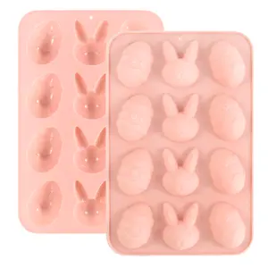 1count Easter Eggs Silicone Mold Rabbit Fondant Cake Candy Chocolate Mould Happy Easter Party Decoration Supplies DIY Baking Tools