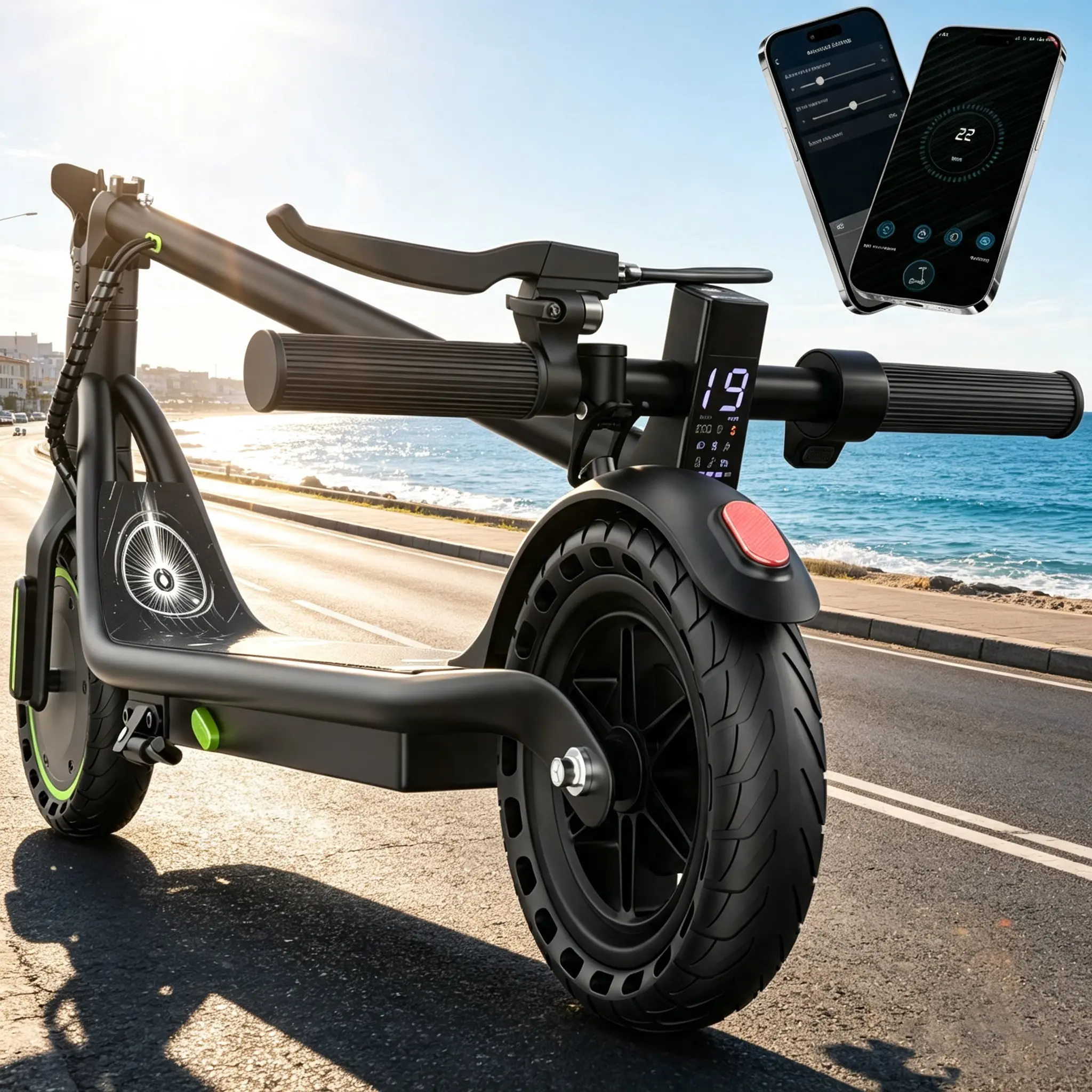 Sohochic 350W Electric Scooter for Teens & Adults, Compact Foldable Portable Daily Commute Escooter with 8-19MPH Top Speed, 15 Mi Range, 8.5-Inch Solid Tires, App Control, Dual Brakes, Trunk-Fit joy his electricscooter 15-mile