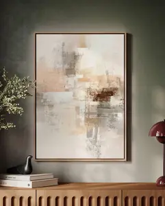 [Sale off up to 65%] [No frame, Free Ship] Neutral Abstract Canvas Wall Art Modern Beige & Taupe Painting Minimalist Textured Brushstroke Matte Poster – Large Contemporary Home Décor