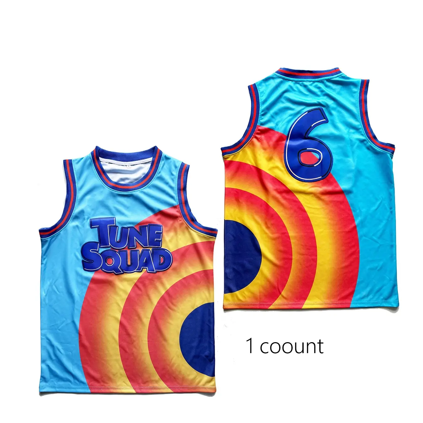 Men's #6 Tune Squad Basketball Jersey, Retro Movie Style with Stitched Embroidery, Breathable Polyester Mesh for Sports & Casual Wear, Male, Jersey Shirts, Athletic Sports Top, Streetwear Sport Top
