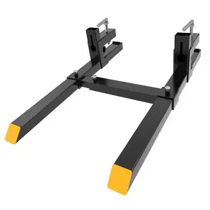 Heavy-Duty Clamp-On Pallet Forks Vehicle Accessories, 43"/60" Sizes, 2000/4000lbs Capacity, Quick Attach for Tractor & Skid Steer Loader Bucket, Adjustable Stabilizer Bar for Heavy Lifts