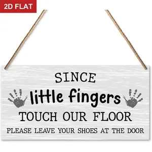 Shoes off Sign, Since Little Fingers Touch our Floor Sign Decor, Door Hanging Sign, Please Remove Your Shoes Sign, Please Take off Your Shoes Sign, No Shoes Sign for House, Housewarming Gifts for New House Home 11.8x5.9 In