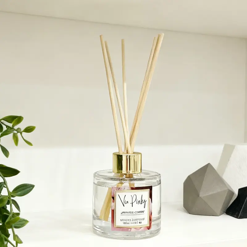 100ml Cherry Blossom Scented Reed Diffuser Set - Aromatherapy Diffuser, Romantic Floral Home Freshener, Soothing Long-Lasting Fragrance, Stylish Unisex Decorative Room Decor Gift