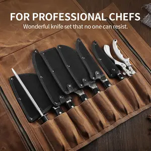 Chef Knife Set, High Carbon Steel Hand Forged Meat Boning Carving Cleaver Butcher Knife, Japan Nakiri Santoku Knife Set with Accessories for Kitchen, BBQ Camping Knives Set with Bag