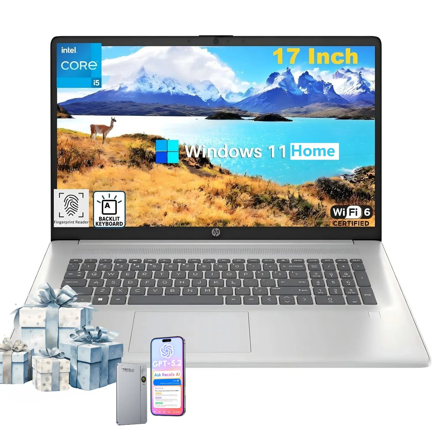 HP Essential Business Laptop, 17.3" FHD Display, Intel Core i5-1334U, up to 32GB RAM, 512GB SSD, Wi-Fi 6, Webcam, Backlit Keyboard, Windows 11 Home, Silver, Bundle Accessory