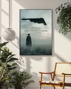 God, Family, Country. In that order Freedom B2 Poster, USA Patriotic Aircraft Wall Art, Vintage Military Aviation Print, American Airpower Home Decor