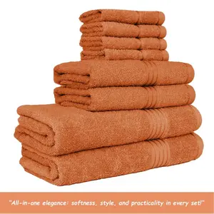 100% Premium Cotton 8-Piece Absorbent Set - 2 Bath, 2 Hand, 4 Washcloths - Ultra Soft for Bathroom Home Use, Absorbent Towel Sets