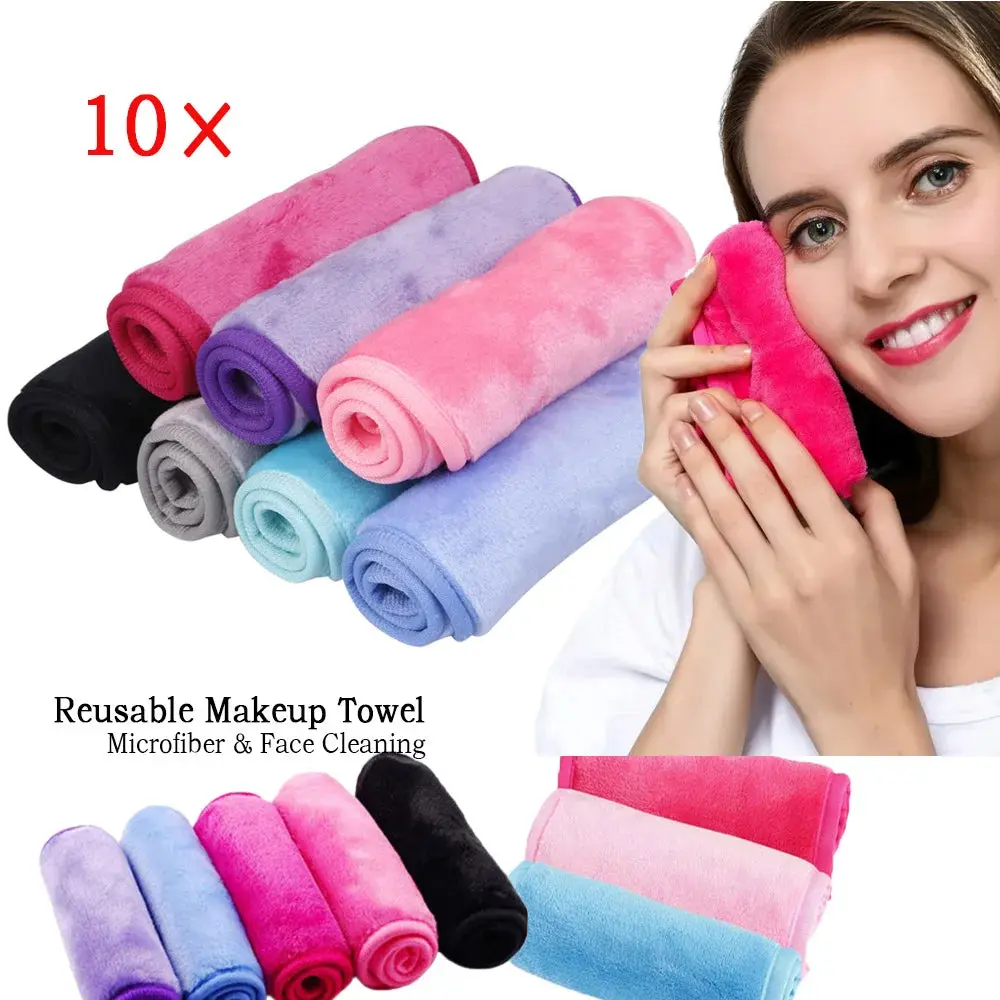 10pcs/lot Reusable Makeup Towel Face Cleaning Towel Microfiber Makeup Remover