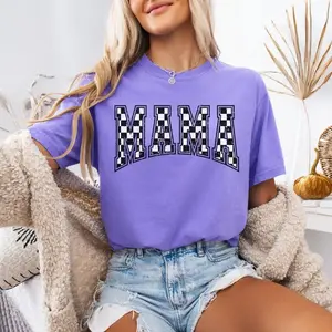 Comfort Colors Checkered Mama Shirt Gift for Mom, Retro Mom Tee, Mother's Day Gift, Vintage Checkered Mama Tshirt, Varsity Mom T-shirt