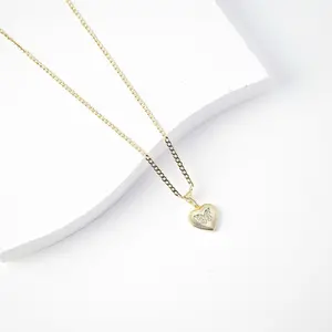 14K Gold Laminated Heart Necklace with Butterfly Pendant 2mm Chain 16" 18" 22" Elegant & Durable Jewelry for Women