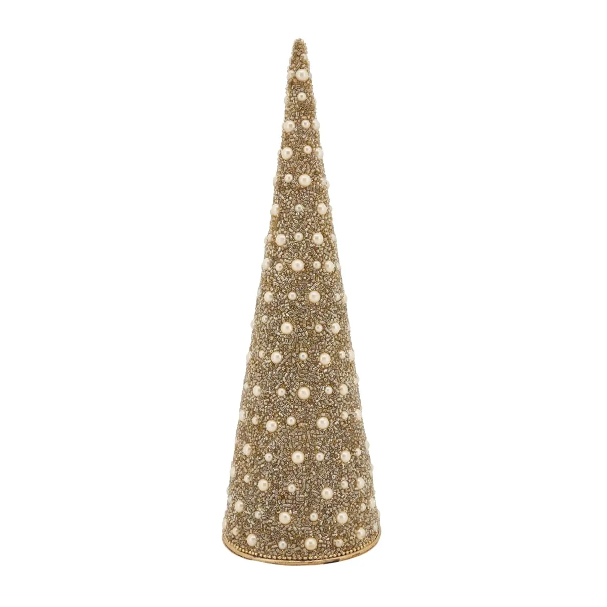 Saro Lifestyle XD116.CH24 24in Light Weight Metal Frame Beaded Acrylic Glass Christmas Tree, Champagne Tabletop Decoration, Wipe-Clean Festive Home Supply