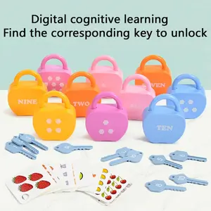 Apple Key Unlock Toy, Number Letter Unlock Toy, Fun Parent-Child Interaction Toy, Includes Card Keys, Suitable for Children Aged 3+