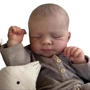 20 Inch Realistic Asleep Newborn Reborn  Boy Dolls Pascale Soft Vinyl Cloth Body Face & Poseable Gorgeous Premium  Born Doll for Kids Ages 3+  princess Open-Mouth Ultra-Realistic  Dolls sleeping Newborn  Dolls Baby toddler with Accessories silicone