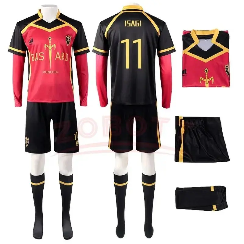 Anime Blue Lock Character Cosplay Clothes - Men's Bastard Munchen Embroidery Football Jersey Uniform (Kaiser, Ness, Isagi, Kurona, Hiori), Menswear