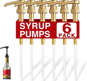 6 Pack  Syrup Pumps Leak Proof Coffee Syrup Dispenser, Fits 25.4 Oz Coffee Flavoring Syrup Bottles,  for  & Coffee Bar Drinking Mixes, , Beverage