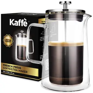 Kaffe French Press Coffee Maker - Classic 0.8L Stainless Steel or Glass, Includes Efficient Filter for Tea & Beverages, Perfect for Travel