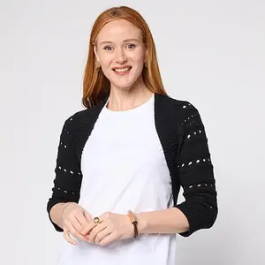 MarlaWynne WynneLayers Open Stitch 3/4-Sleeve Please Shrug