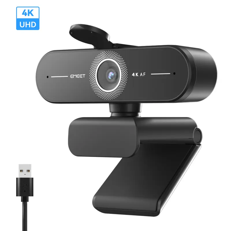 EMEET C60E 4K CMOS USB Webcam for PC/Laptop - Gaming Items, Gamer Stuff, Fast Auto Focus, Built-in Fill Light, 1080p@60fps, Plug & Play, Privacy Cover, Computer Accessories, Not for PS5/Switch