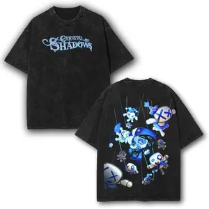 valentine shirts Carnival of Shadows, Shadow milk Cookie, Cookie Run Kingdom Vintage Washed Oversize Unisex T-Shirt, Retro Gaming Streetwear Graphic Tee, Dark Fantasy Style, boyfriend christmas gifts unisex graphic
