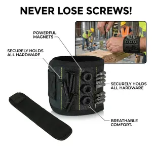 Magnetic Wristband Unique Cool Gadget Gift for Men, Adjustable Strong Magnetic Wristband for Holding Screws, Nails & Drill Bits, Perfect Stocking Stuffer for Birthday, Father's Day, Christmas, Ideal for Dad, Husband, Handyman & Mechanics