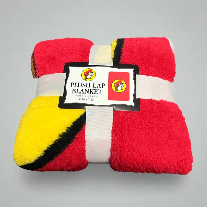 Buc-ee's Beaver Logo Plush Lap Blanket - Solid Unisex Premium Plush Fabric, Soft Touch, Iconic Red, Lightweight, Durable, Machine Washable, Portable Travel Use Companion for Home Relaxing, Home/Car