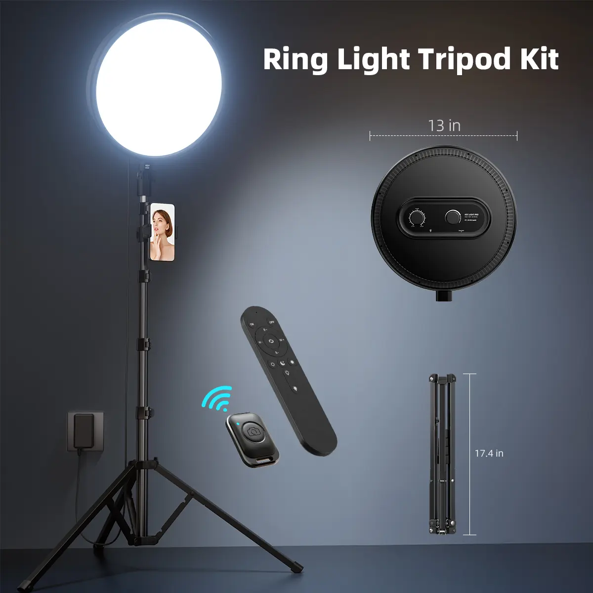 Weilisi 13" Full-Screen Ring Light  with 79" Adjustable Aluminum Stand, Remote, Studio Lights for Content Creators - CRI>95 True Color, No Shadows for 4K Makeup Videos, Podcasts