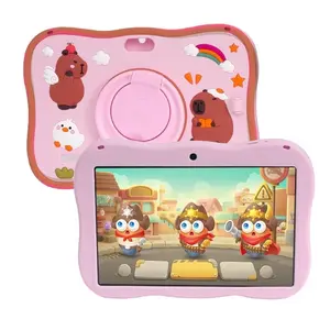 Children Learning Tablet PC 7 Inch Anti-Drop Silicone Case + Handheld Stand 32GB Dual Camera Educational Toy Toddler Tablet Learning Entertainment Tablet
