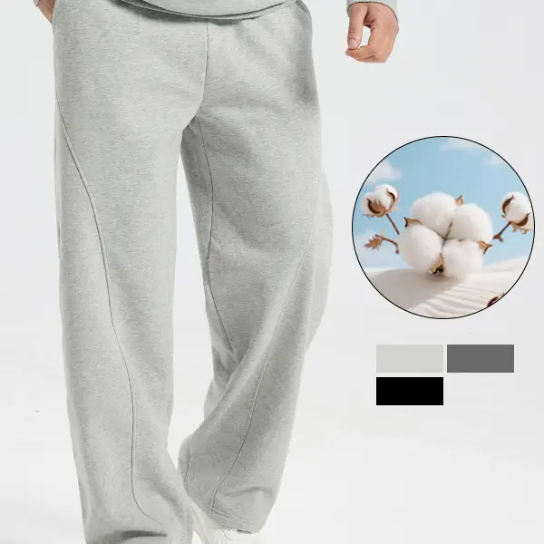 Men's Thermal Lined Sweatpants Oversize Drawstring Waist Casual Loose Pants for Fall Winter School Season Daily Wear Cozy Warm Soft Cotton