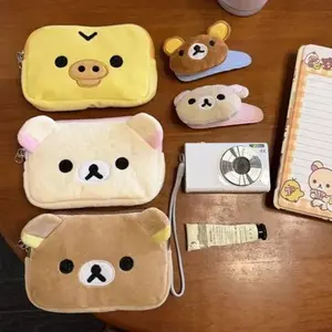 Kawaii Rilakkuma Multi Case Kiiroitori Korilakkuma Bear Coin Purse Wallet Cosmetic Makeup Bags Organizer Storage Bag Gifts