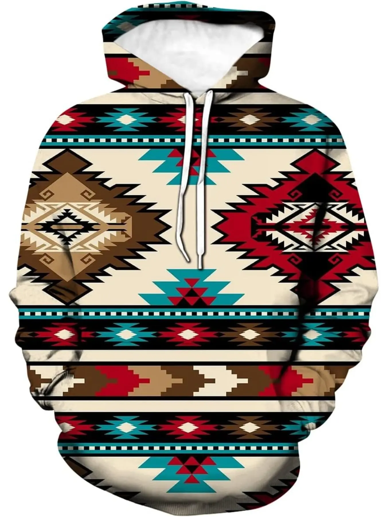 Long-sleeved Casual hooded sweater with Aztec 3D print Casual Loose Sweatshirt Casual Pullover Casual Fashion Sweatshirt Sweatshirts