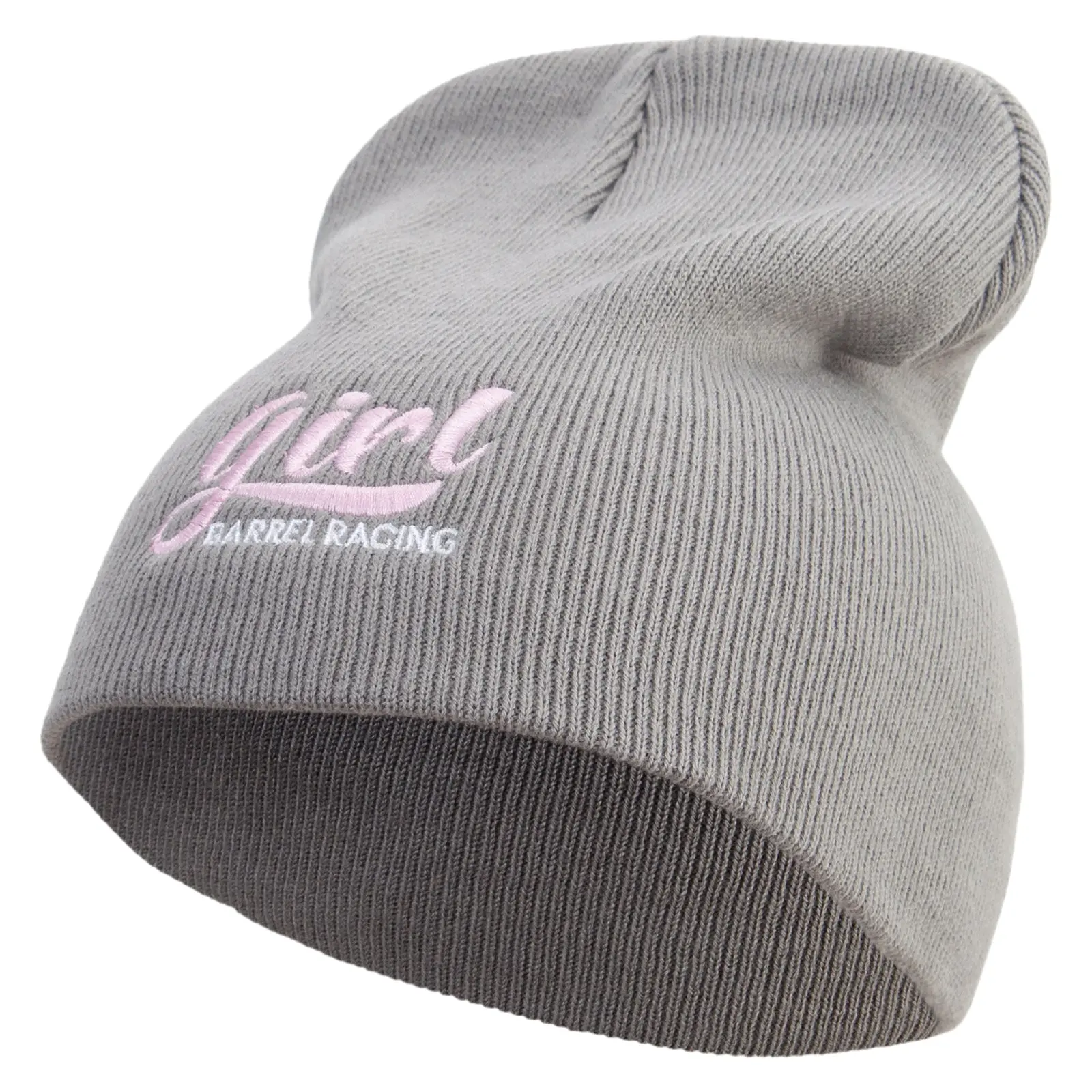 Barrel Racing Girl Embroidered 8 inch Acrylic Short beanie
