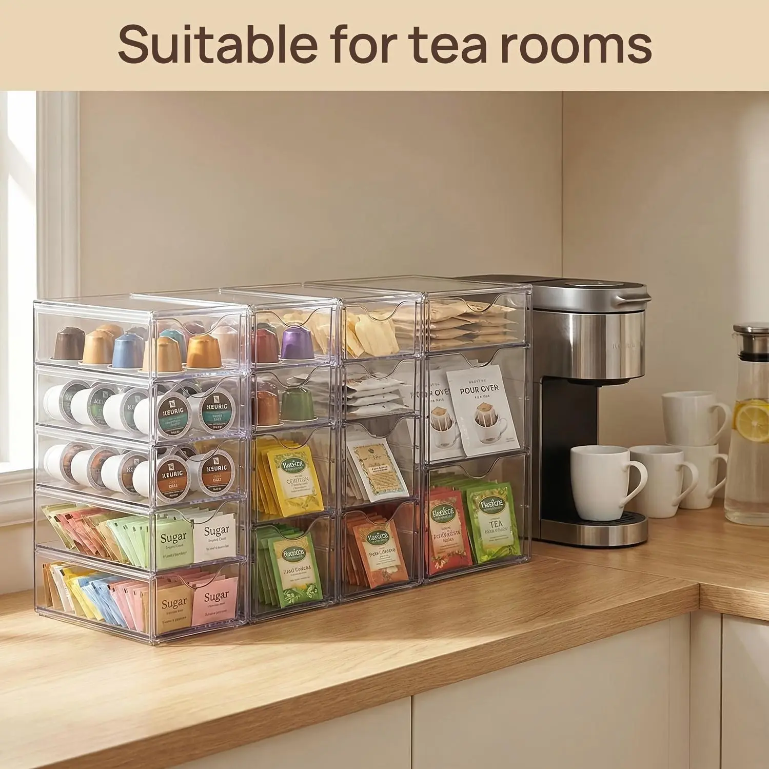 8-Drawer/16-Drawer Clear Acrylic Desk Organizer with Dustproof Storage Drawers - Suitable for Office, Craft Supplies, Makeup Brushes, Beads, & Small Parts - Drawers for,, Workshop Organization