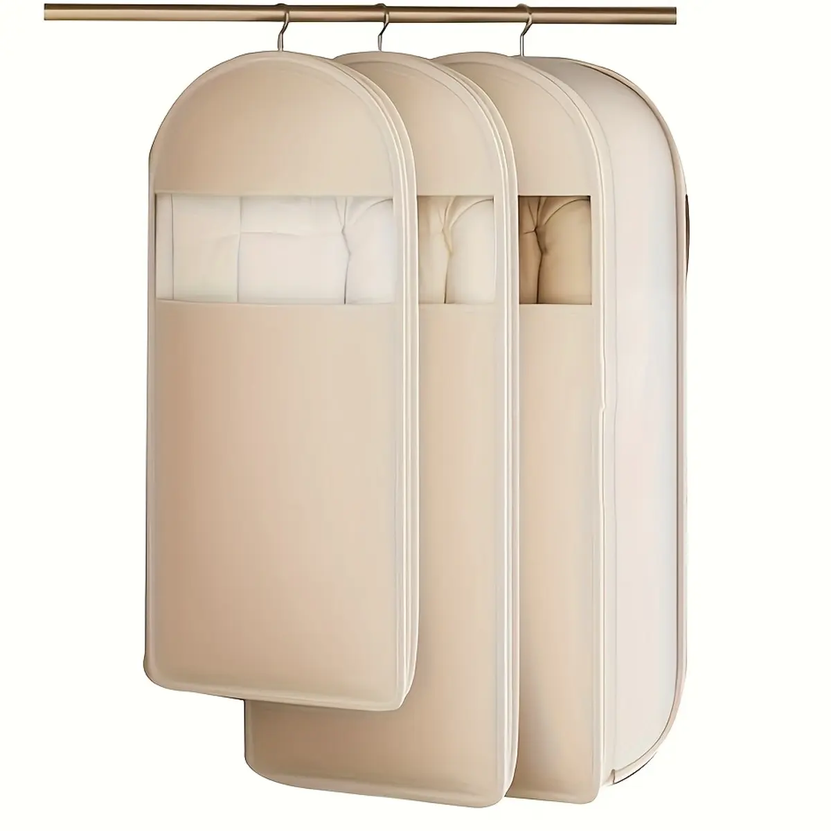3PCS Compression Hanging Storage Bags in pink with vacuum sealed design, space saving storage solution for winter wardrobe organization, ideal for closet organization and home storage during seasonal clothing swaps, Garment Bags for hanging clothes
