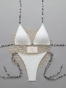 Women's Sexy Tie-Strap Two-Piece Bikini Swimsuit, Tie Back Bikinis, Stylish Beachwear Swimwear, Comfortable & Trendy Bathing Suit Design, Swimsuit Set, Summer Beach Bikini