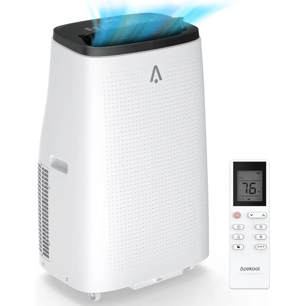 15000 BTU ASHRAE R32 Portable Air Conditioner - 3-in-1 Cooling Fan-Dehumidifier with 3 Speed Settings, 24-Hour Timer, Sleep Mode, Remote, Cools Up to 850 Sq. Ft. for Bedrooms, Garage