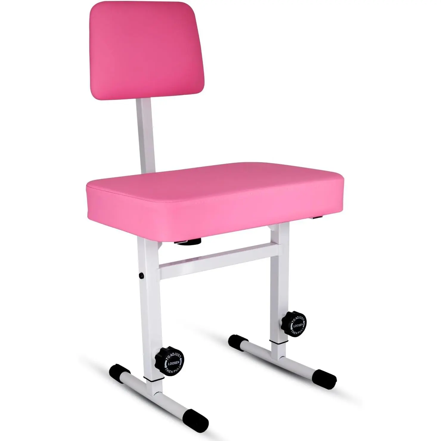 5 CORE Unisex Alloy Steel Piano Bench with Backrest, 3 in Sponge Padding, Adjustable Stool for Musicians, Music Keyboard Seat - PNB B-Rest PNK