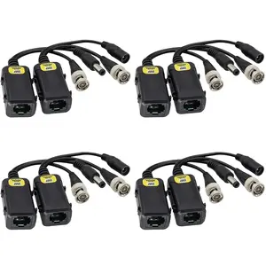 Passive  Video Balun BNC to RJ45 Network Transceiver Cat5/Cat6 Adapter  with DC Power 720P - 8MP Cat6 to BNC Male Connecto for CCTV   Camera System(16.5cm/4Pairs)
