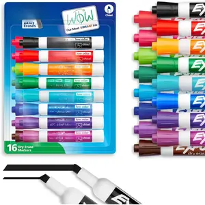 Dry Erase Markers, Low Odor Ink, Assorted Colors, Chisel Tip, 16 Count - Whiteboard, Calendar, Organization, Essential Supplies for Office, School, Classroom, Teachers