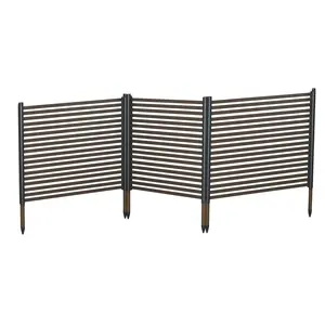 Decorative 3-panel metal garden fence – No-dig installation  Rust-resistant  Privacy screen for flowerbeds, pets, AC unit, bin, patio and garden
