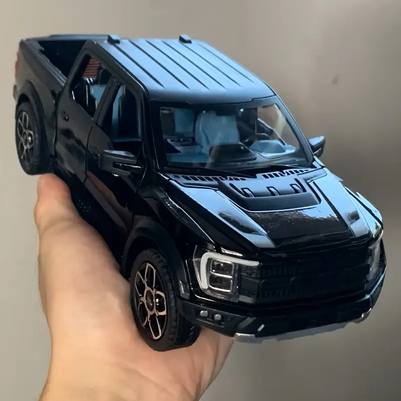 1:20 Scale Ford Raptor F150 Alloy Metal Die-Cast Pickup Truck Toy, Openable Doors, Pull-Back Function, Sound/Lights, Collectible Model Car for Boys